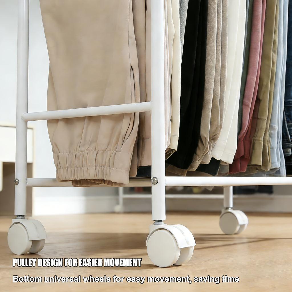 Rolling Pants Rack Trolley, with 18 Hangers, Space Saving Closet Storage Organizer for Skirt Dress Jeans Trouser Belt (Size : 18 Hangers)