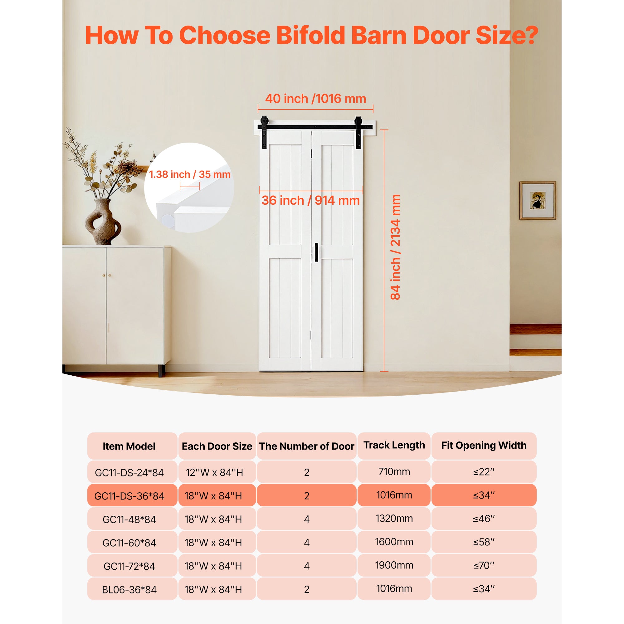 VEVOR Bifold Barn Door, 24\
