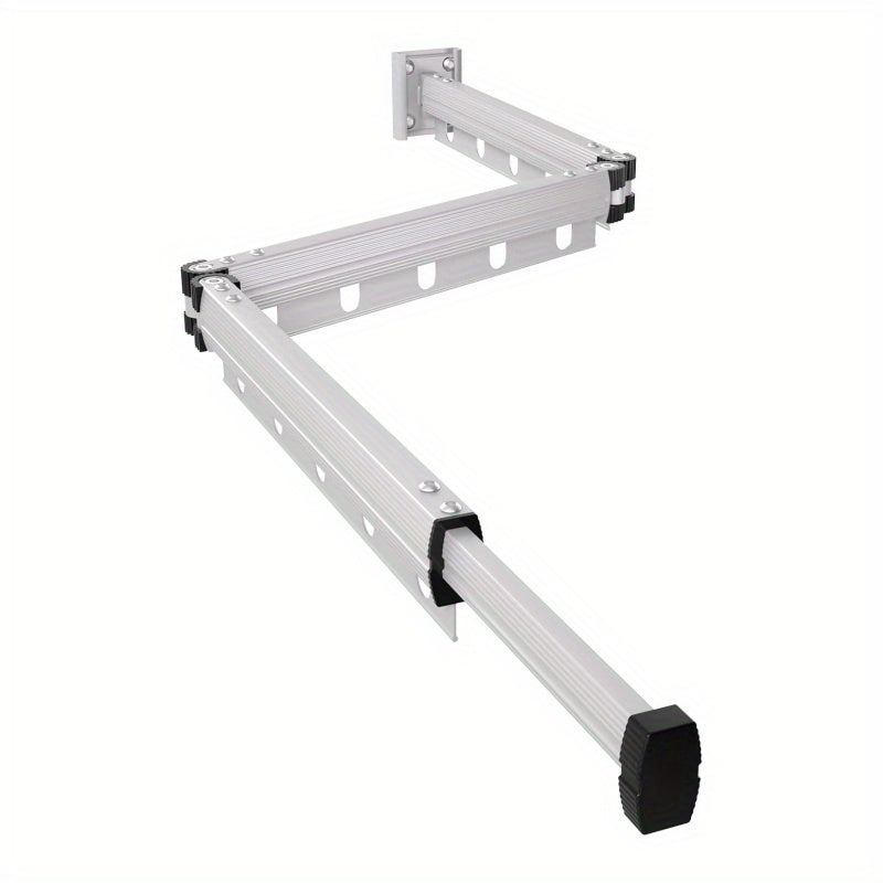 304 Stainless Steel Heavy Duty Retractable Clothes Drying Rack, Foldable Wall-Mounted Suction Laundry Rack With Windproof Fixing Holes, Space-Saving Non-Punching Drying Rack For Indoor Outdoor Balcony Window (3-Fold-White\u002F Grey), Drying Racks