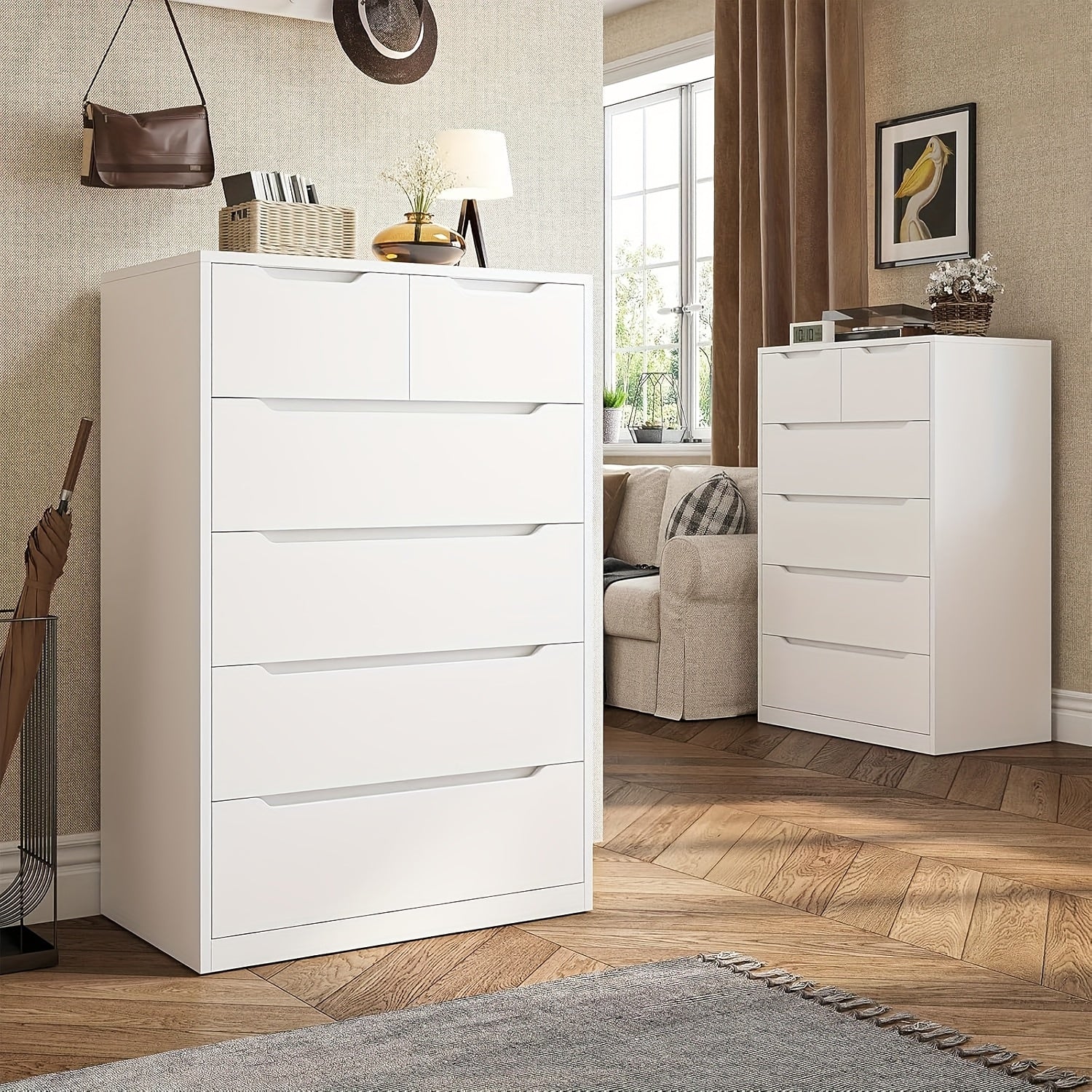 Modern Minimalist Style Wardrobe Storage System Storage Cabinet, with A Storage Box with 6 Independent Drawers, High-quality Wooden Storage Cabinet, Premium Black, Deep Drawer Pull-out Storage Box, Smooth Metal Track, Used for Storage, Organization.