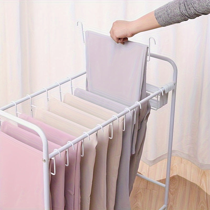 Rolling Pants Rack Trolley, with 18 Hangers, Space Saving Closet Storage Organizer for Skirt Dress Jeans Trouser Belt (Size : 18 Hangers)