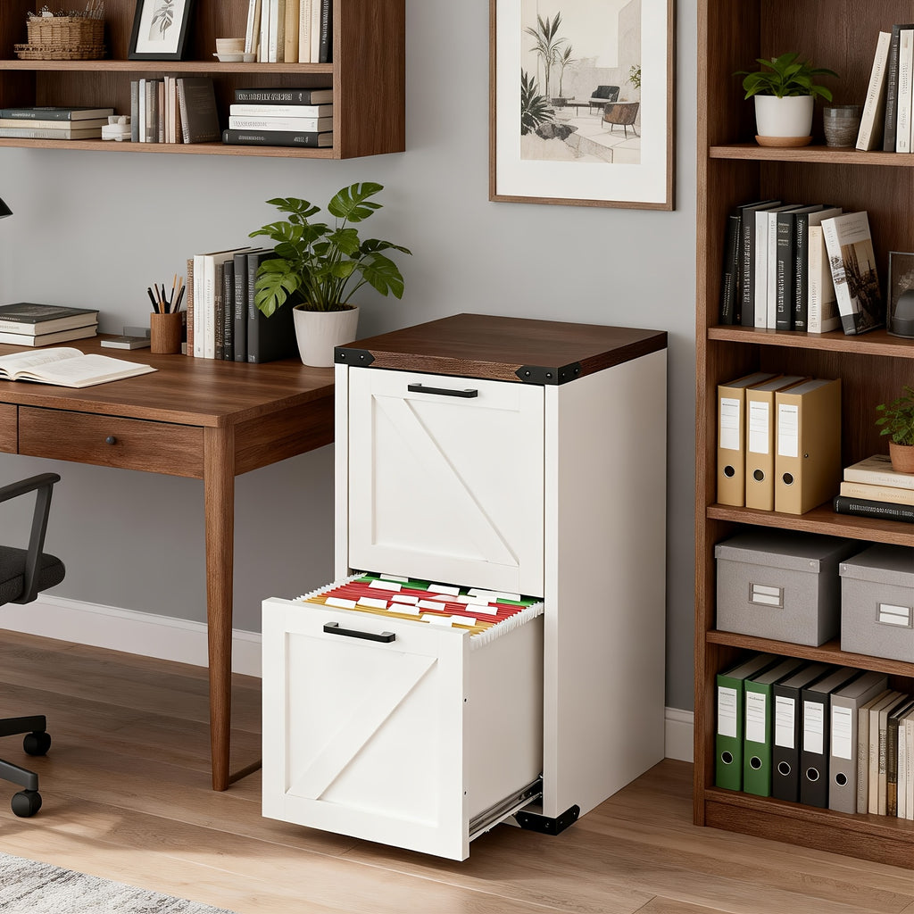 Bonnlo Farmhousel File Cabinet with 2 Drawer, Filing Organizer for Letter File Folder Storage, Metal Archivador for Home Office
