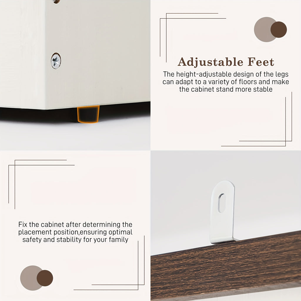 Farmhouse 4 Doors Armoire Wardrobe Closet W\u002FFolding Sliding Barn Door And Lights, LED Armoire Closet W\u002FDrawers for Bedroom, Freestanding Wooden Wardrobe Storage Closets W\u002FHanging Rod