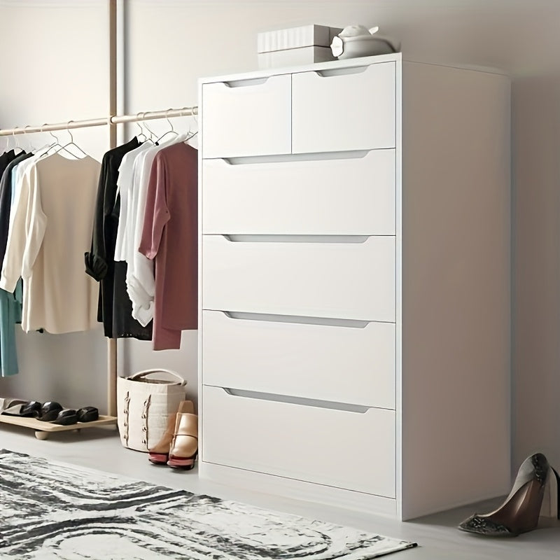 Modern Minimalist Style Wardrobe Storage System Storage Cabinet, with A Storage Box with 6 Independent Drawers, High-quality Wooden Storage Cabinet, Premium Black, Deep Drawer Pull-out Storage Box, Smooth Metal Track, Used for Storage, Organization.