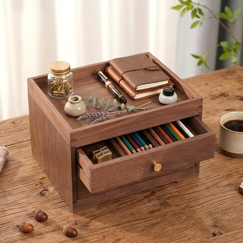 Solid Wood Office Desk Storage Box, Japanese-Style Drawer Cosmetic And Jewelry Organizer, Wooden Storage Cabinet with Drawers, Solid Wood Multi-Drawer Storage Cabinet, Suitable for Dining And Living Rooms, Space-Saving Furniture