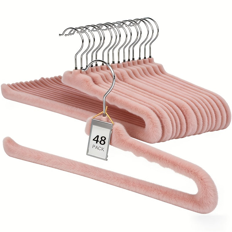 48pcs Flocked Goose-Shaped Pants Hangers, Suitable for Dormitory, Home And School. Made Of Flocking Material, Non-Slip Traceless, Z-shaped Structure Designed for Wardrobe Pant Storage, Ideal for Bedroom