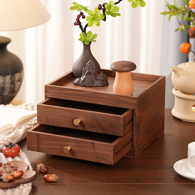 Solid Wood Office Desk Storage Box, Japanese-Style Drawer Cosmetic And Jewelry Organizer, Wooden Storage Cabinet with Drawers, Solid Wood Multi-Drawer Storage Cabinet, Suitable for Dining And Living Rooms, Space-Saving Furniture